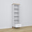 Scaffale 1S in legno bianco con quercia – cassetto aperto, vano per piccoli oggetti