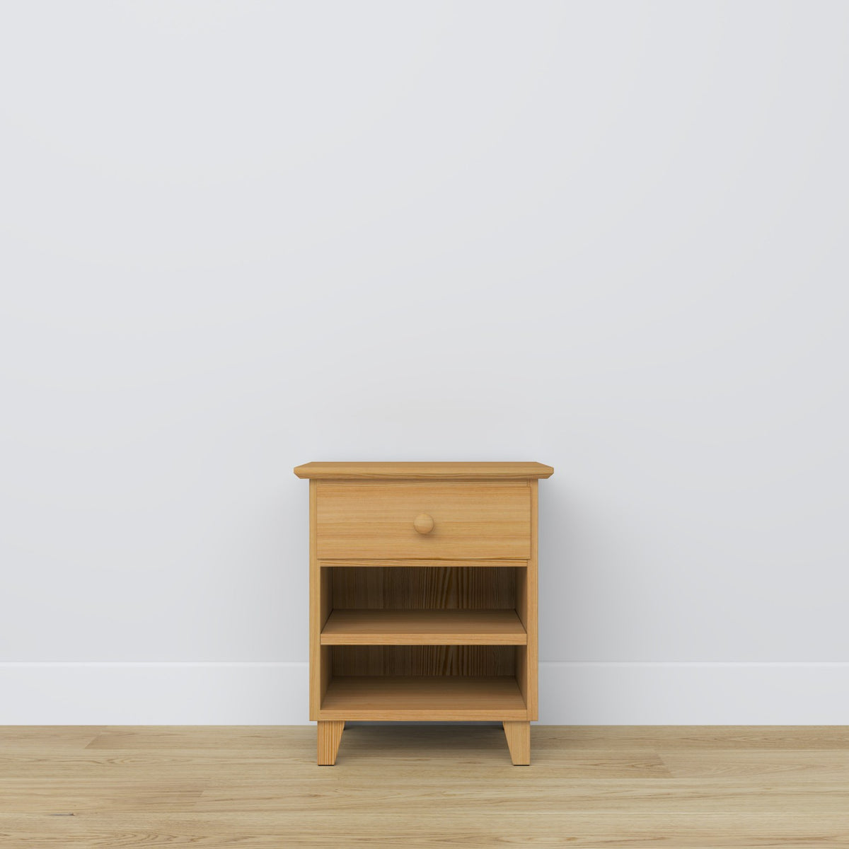 Comodino con cassetto N02 in pino naturale – della camera da lettoa, stile scandinavo