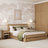 Double bed natural oak with drawer – oak headboard, close-up