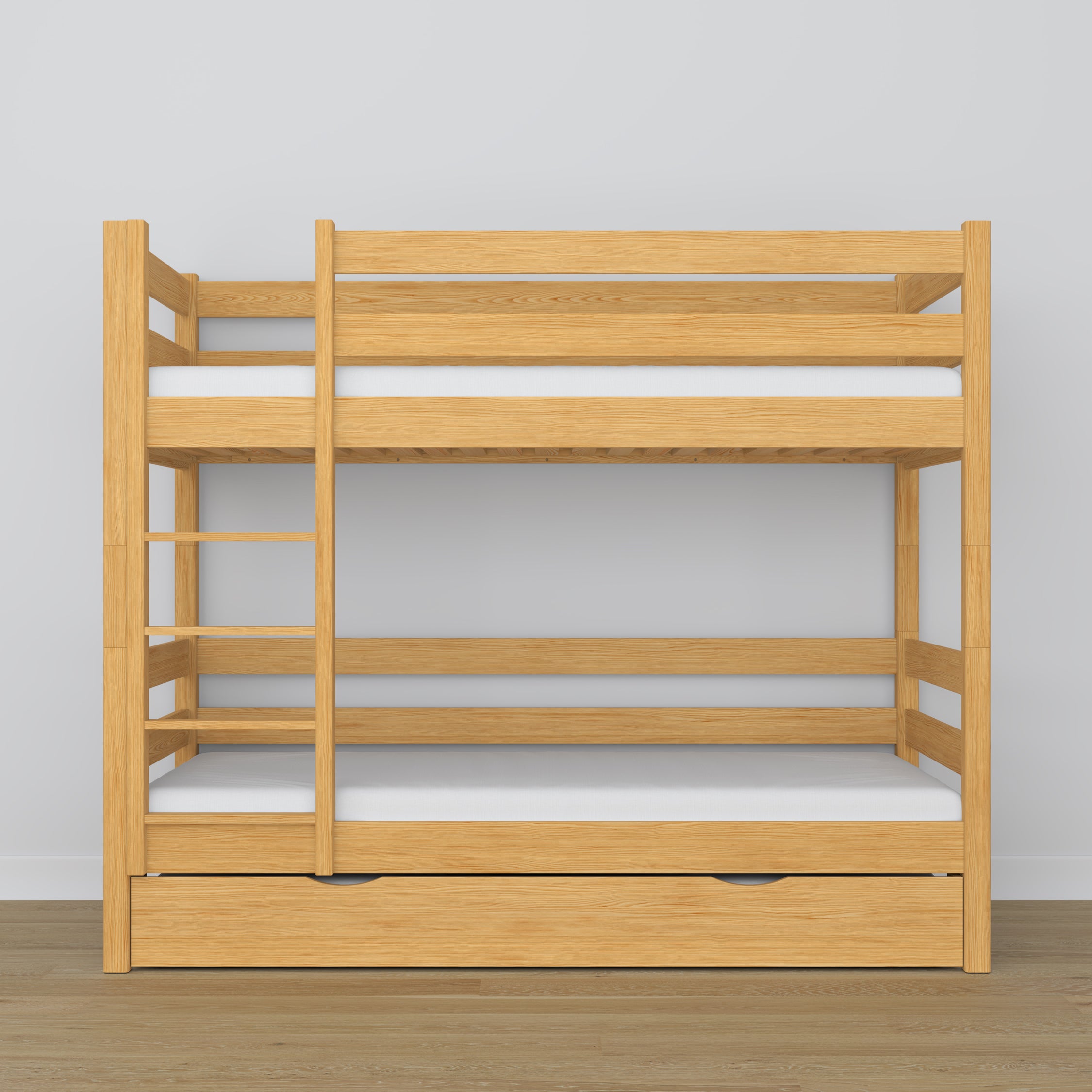 Lit superposé en bois pin naturel – intérieur du tiroir na matelas, chambre d'enfant