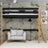 Letto a soppalco nero-quercia – scala e sponda in legno, Nizio Home