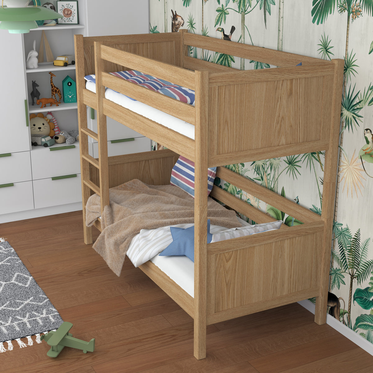 Łóżko piętrowe N02 dąb naturalny – dodatkowy widok, trwała jakość Nizio Home