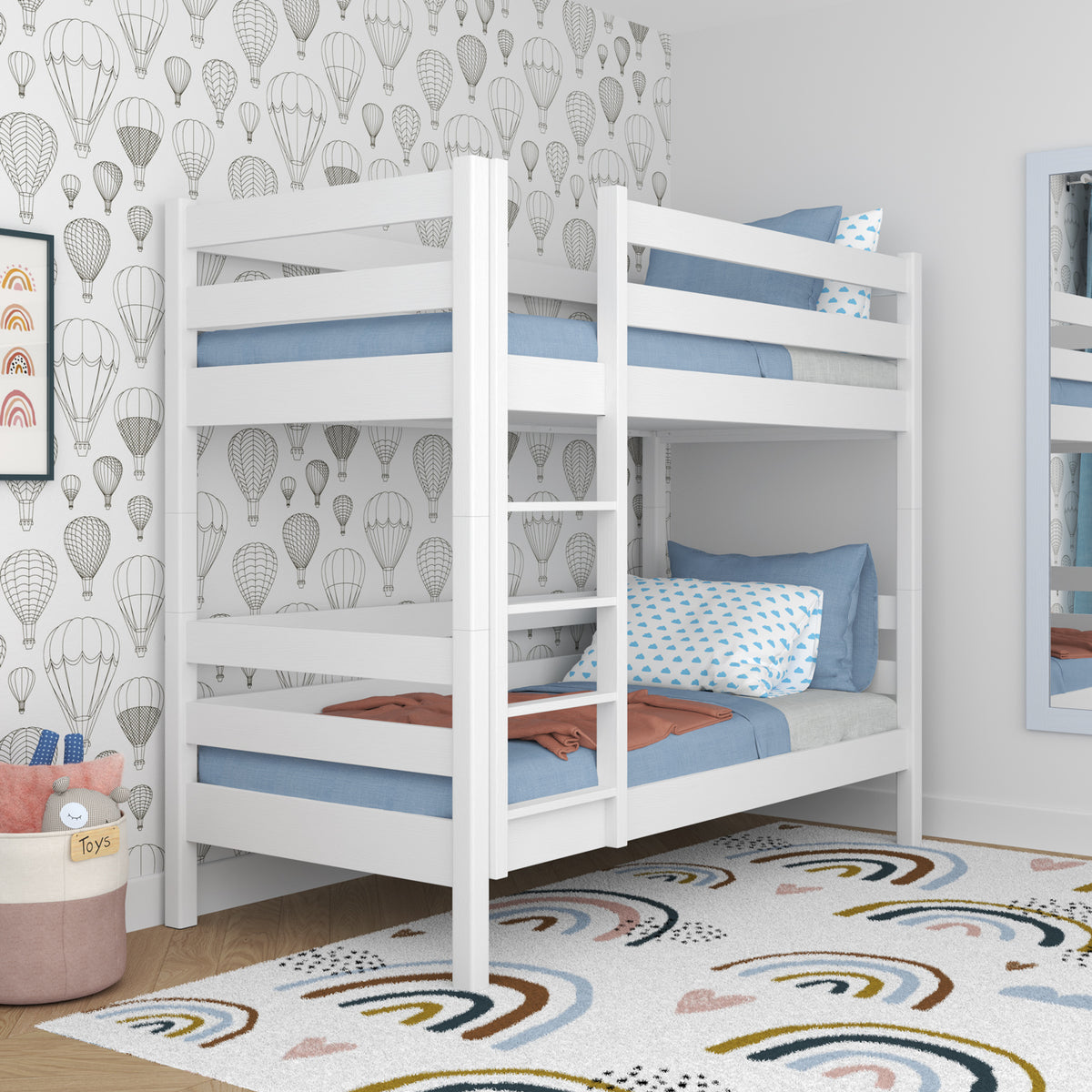 Bunk bed N01 white – upper and lower sleeping area