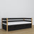 Wooden sofa bed with drawer black-oak – child’s room, scandi arrangement