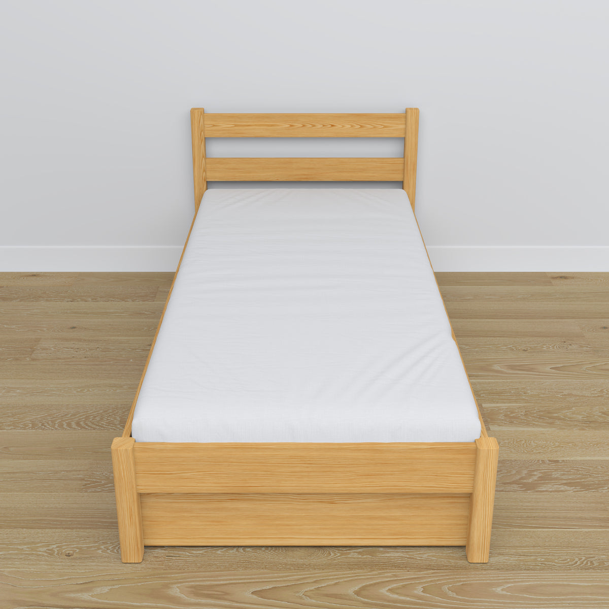 Letto con cassetto in legno pino naturale – stanza per bambini, allestimento scandi