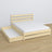 Letto matrimoniale con cassetto in legno pino trasparente – cassetto aperto, capiente ambiente