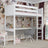 Letto a soppalco bianco – scrivania in legno sotto camera da letto, stanza per bambini scandi