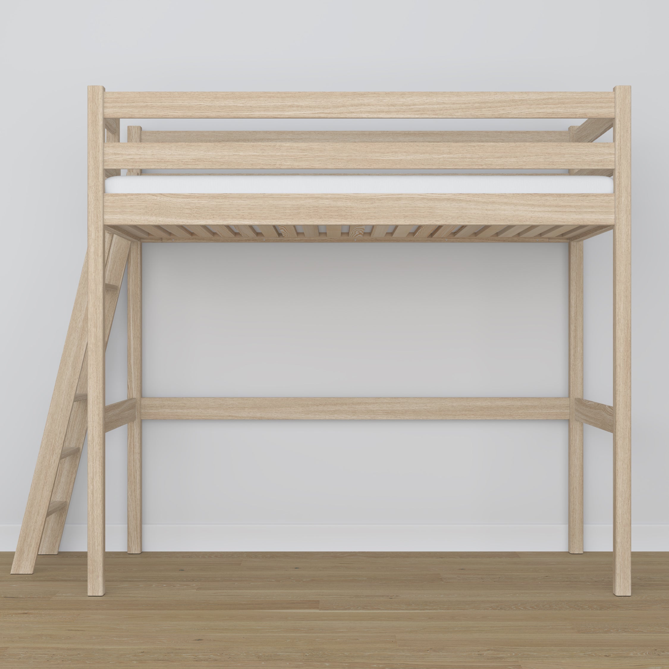 Lit mezzanine chêne blanchi – échelle i barrière en chêne, Nizio Home