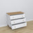 Cassettiera 3S in legno bianco con quercia – cassetti aperto, capiente ambiente vani