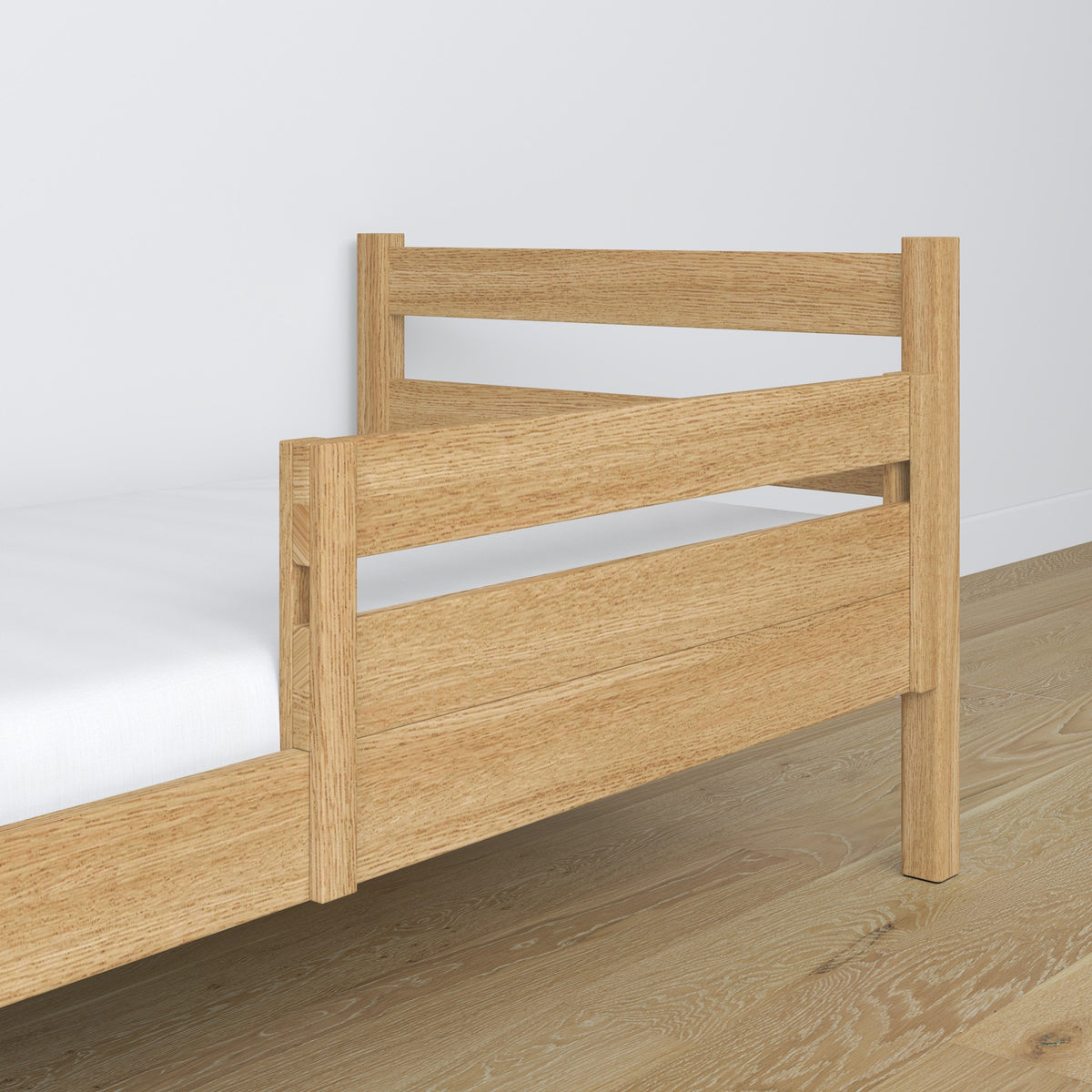 Bed fall protection | natural oak