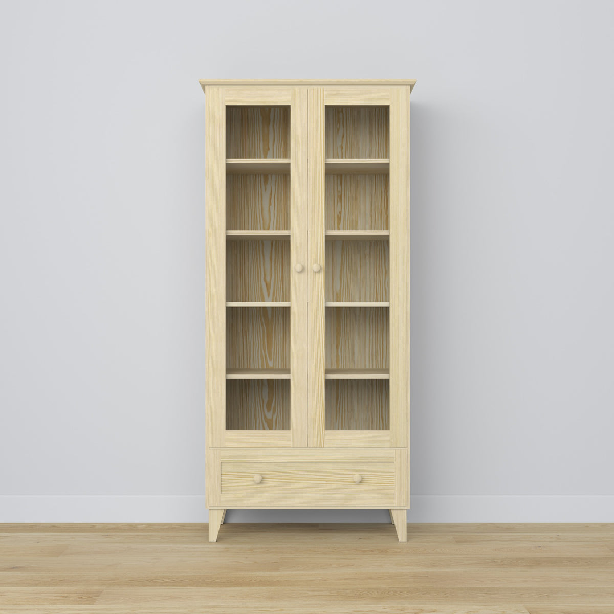 Vetrina con cassetto in pino trasparente 90 cm – salotto, stile scandinavo Nizio