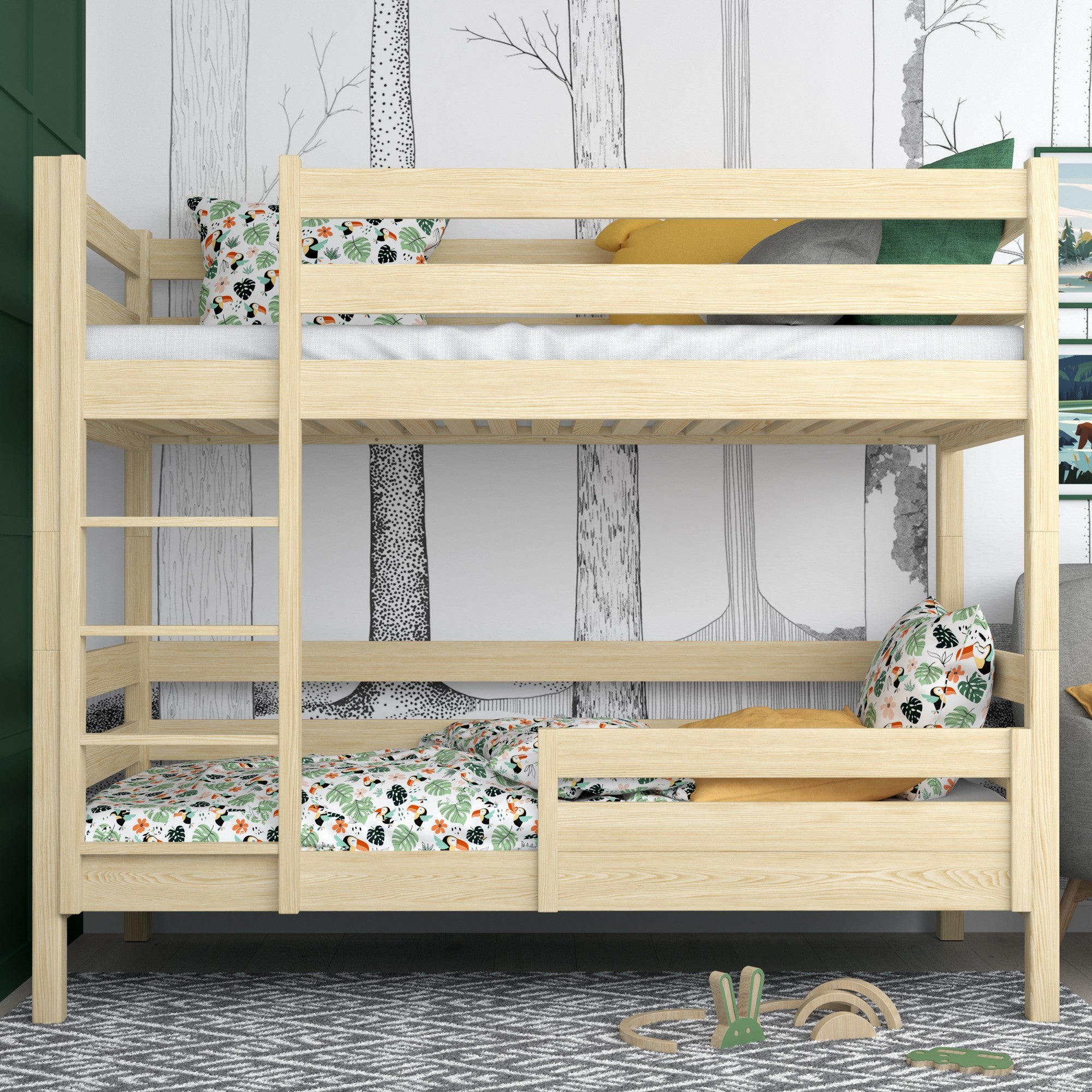 Bed rail clear pine wooden – dimensions and diagram, Nizio