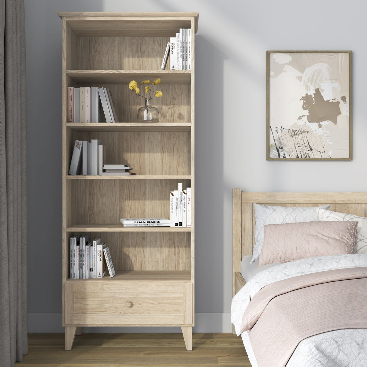 Oak shelf 1S 80 Scandi oak bleached