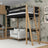 Letto a soppalco in legno nero-quercia – spazio libero sotto camera da letto, Nizio