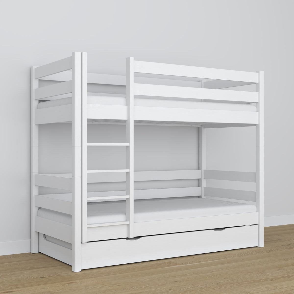 Letto a castello in legno bianco – dimensioni e schema con cassetto per materasso