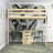 Lit mezzanine pin incolore avec bureau – espace d'apprentissage sous la chambre, en bois