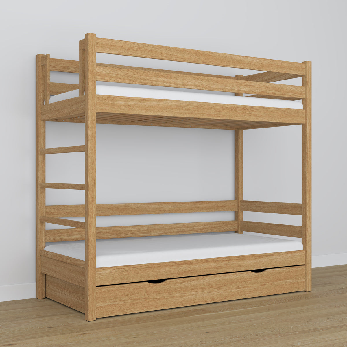 Etagenbett mit Schublade Natureiche aus Eichenholz – skandinavisches Design, Nizio