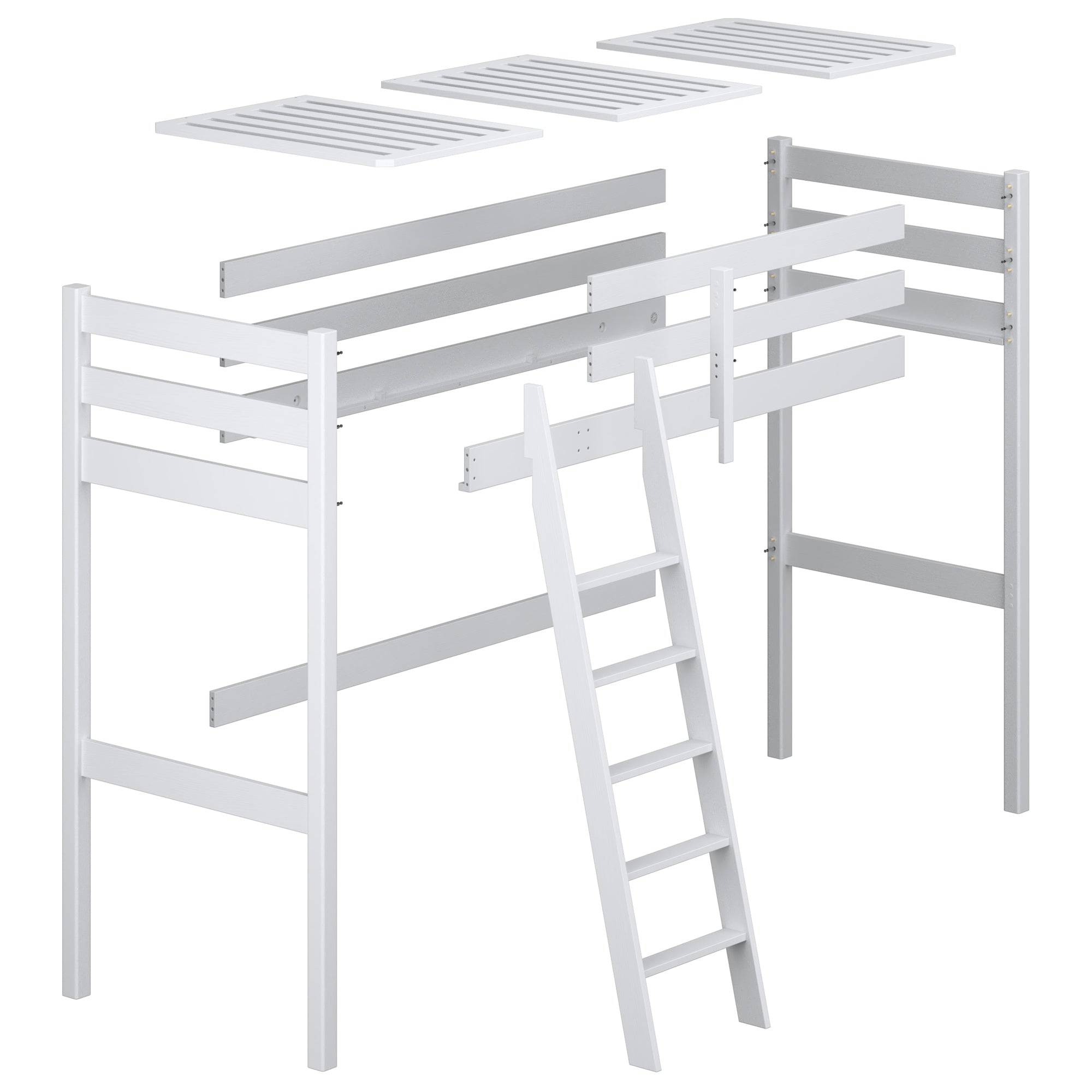 Loft bed bleached oak – oak posts and joints, close-up on quality