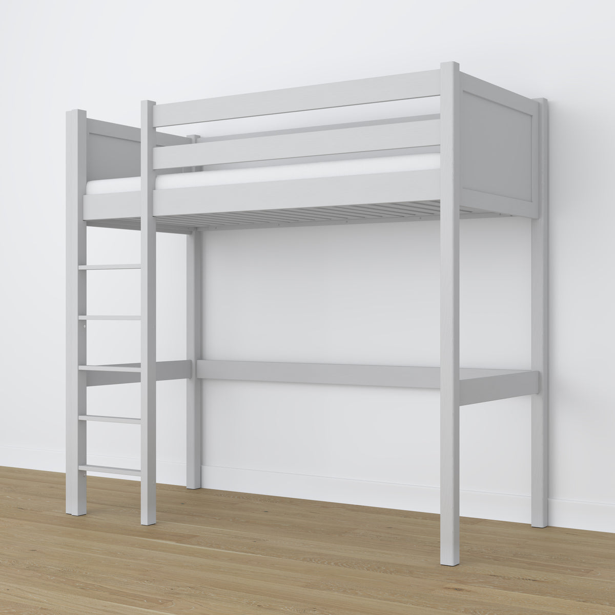 Grey Wooden Loft Bed – Free Space Under the Sleeping Area, Nizio