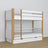 Letto a castello in legno bianco-quercia – cassetto aperto, capiente vano sotto letto