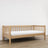 Natural pine sofa bed – wooden side barrier, child safety