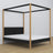 Letto matrimoniale nero-quercia con baldacchino – cornice decorativa in legno, scandi
