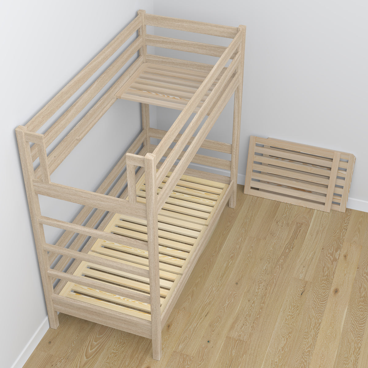 Łóżko piętrowe N03 dąb bielony – dodatkowy widok, polska produkcja