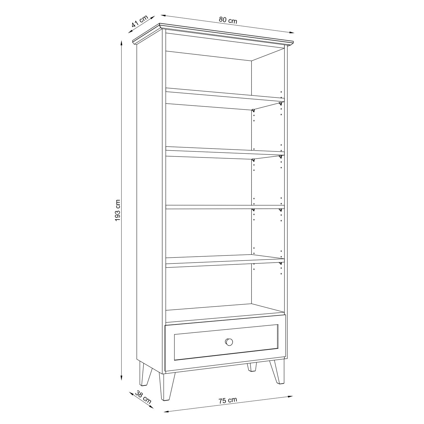 Pine shelf 1S 80 Scandi natural pine