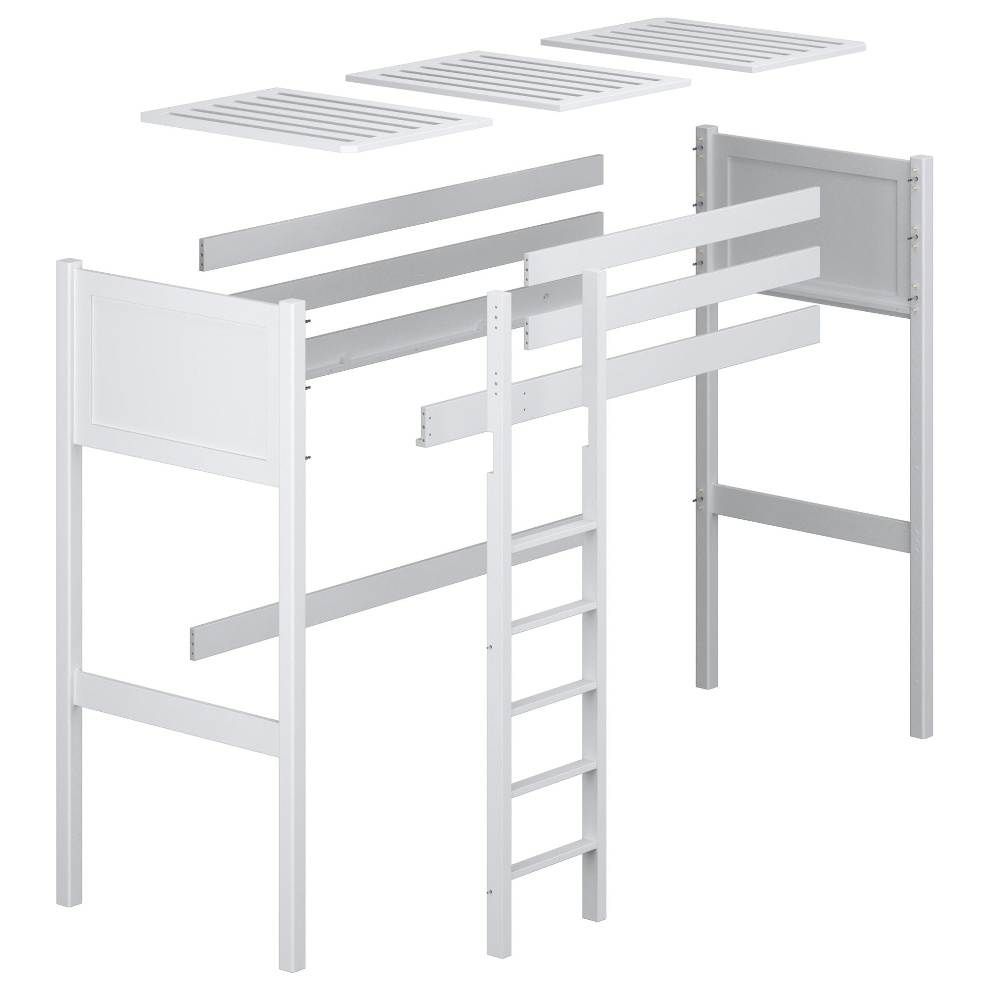 Lit mezzanine pin naturel en bois – dimensions et schéma, Nizio