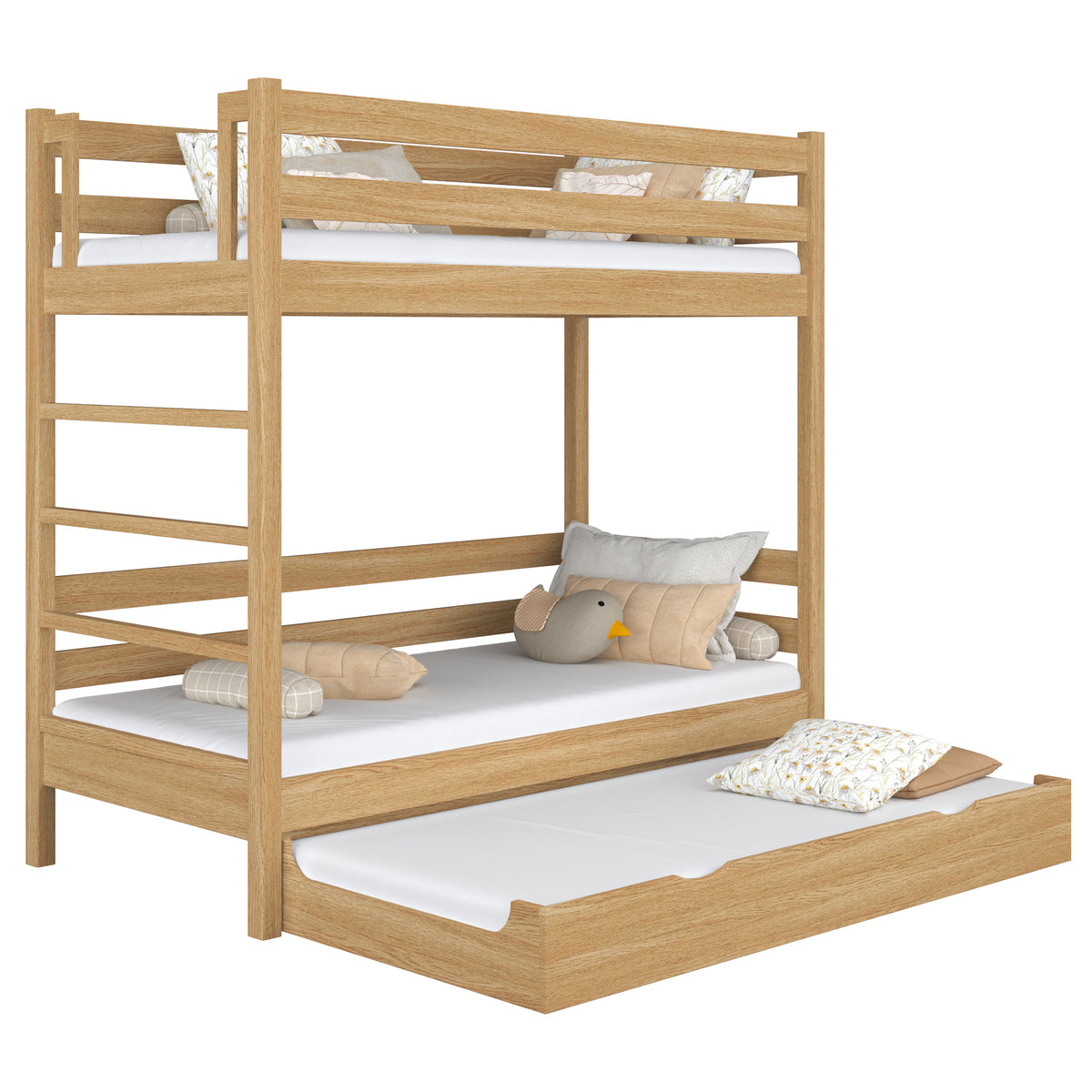 Letto a castello con cassetto per materasso in rovere naturale – stanza per bambini scandi