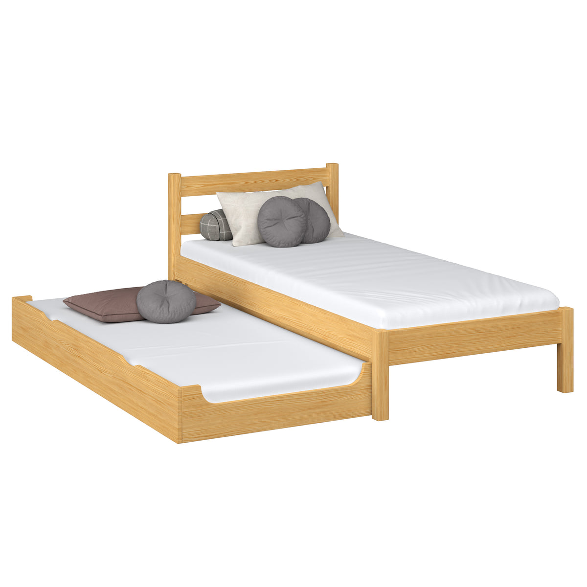 Letto con cassetto per materasso in legno pino naturale – stanza per bambini, scandi Nizio