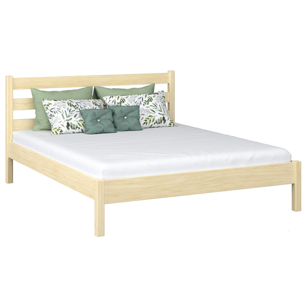 Wooden double bed N01 clear pine