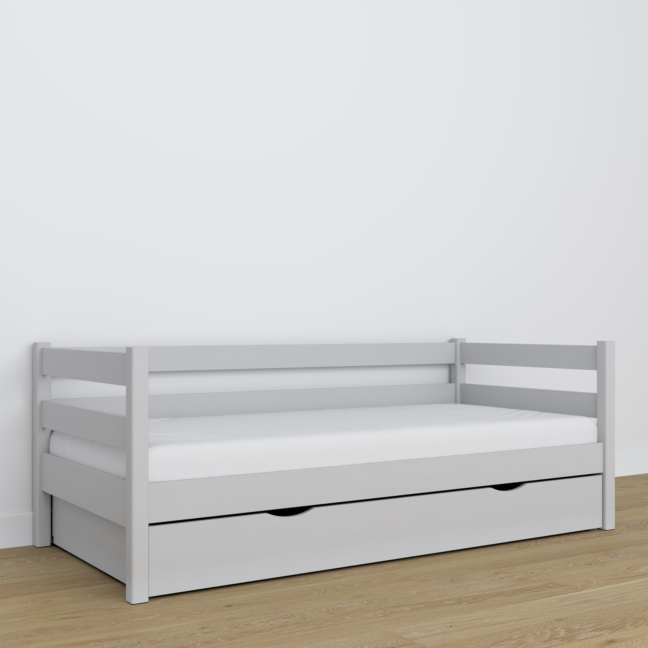 Wooden sofa bed with drawer grey – child’s room, scandi arrangement