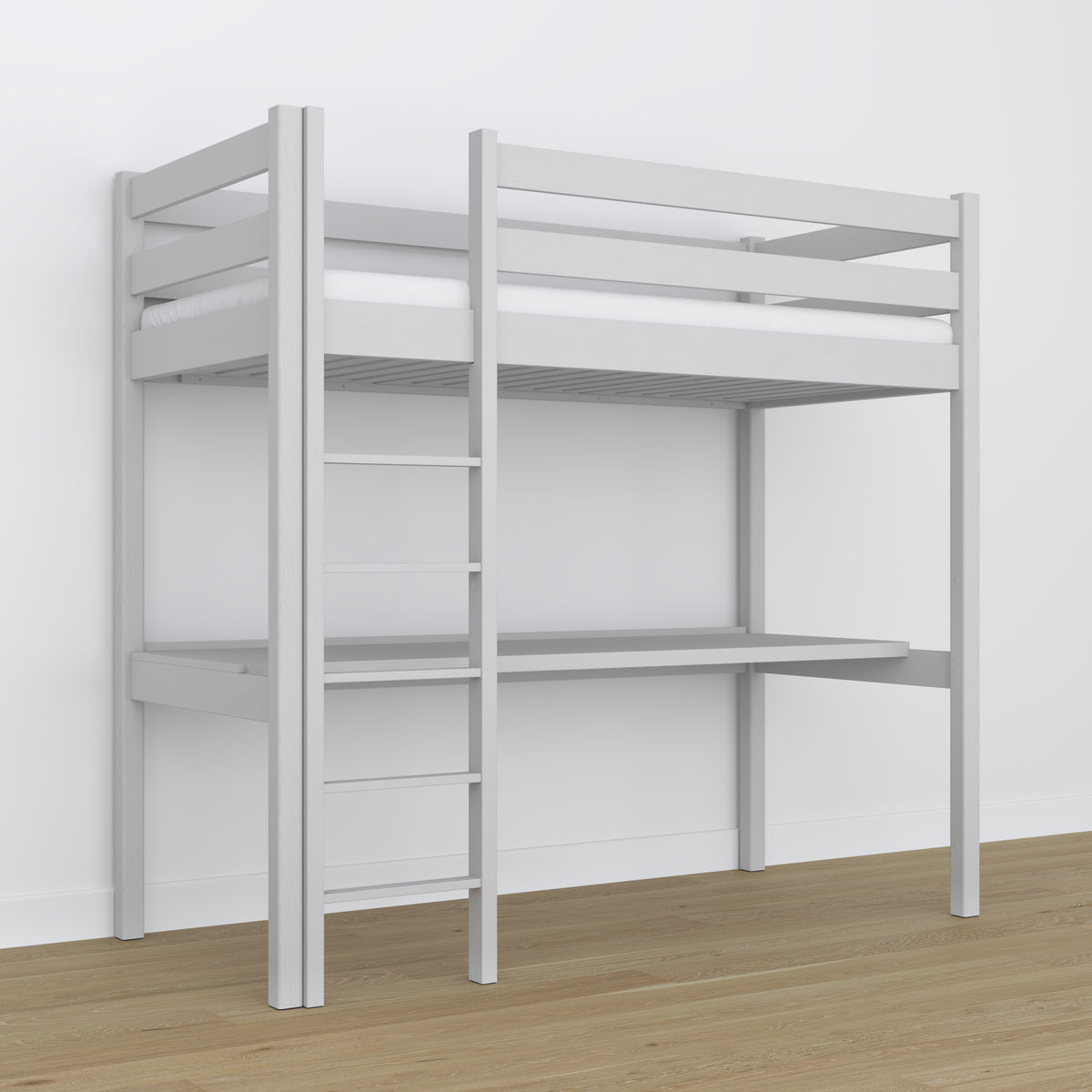 Letto a soppalco con scrivania grigio in legno – dimensioni, Nizio Home