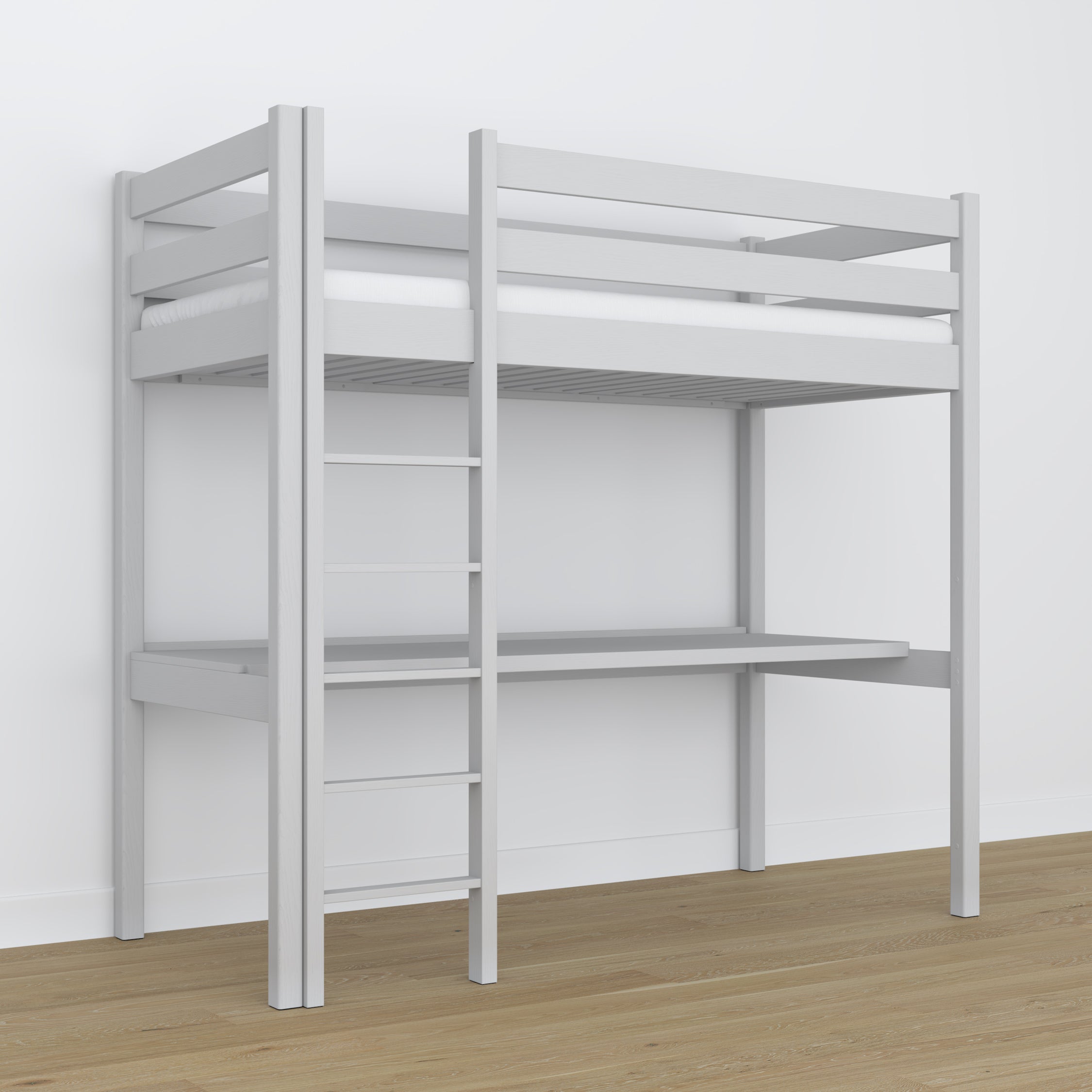Letto a soppalco con scrivania grigio in legno – dimensioni, Nizio Home