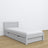 Lit avec tiroir en bois gris – chambre d'enfant, décoration scandinave