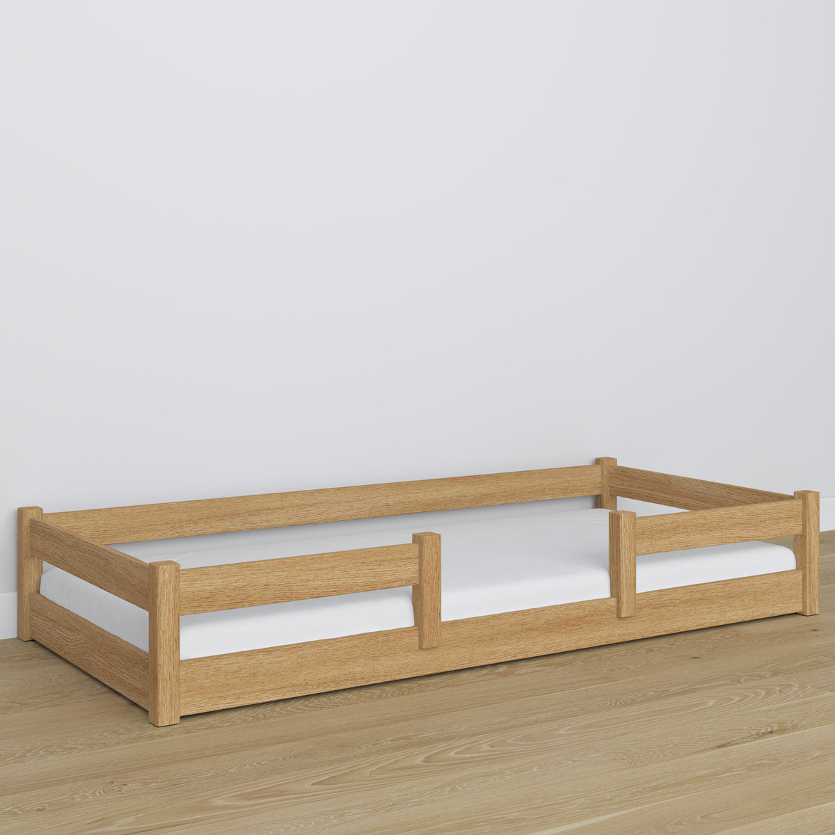 Lit bas en chêne chêne naturel – détails des assemblages, Nizio Home