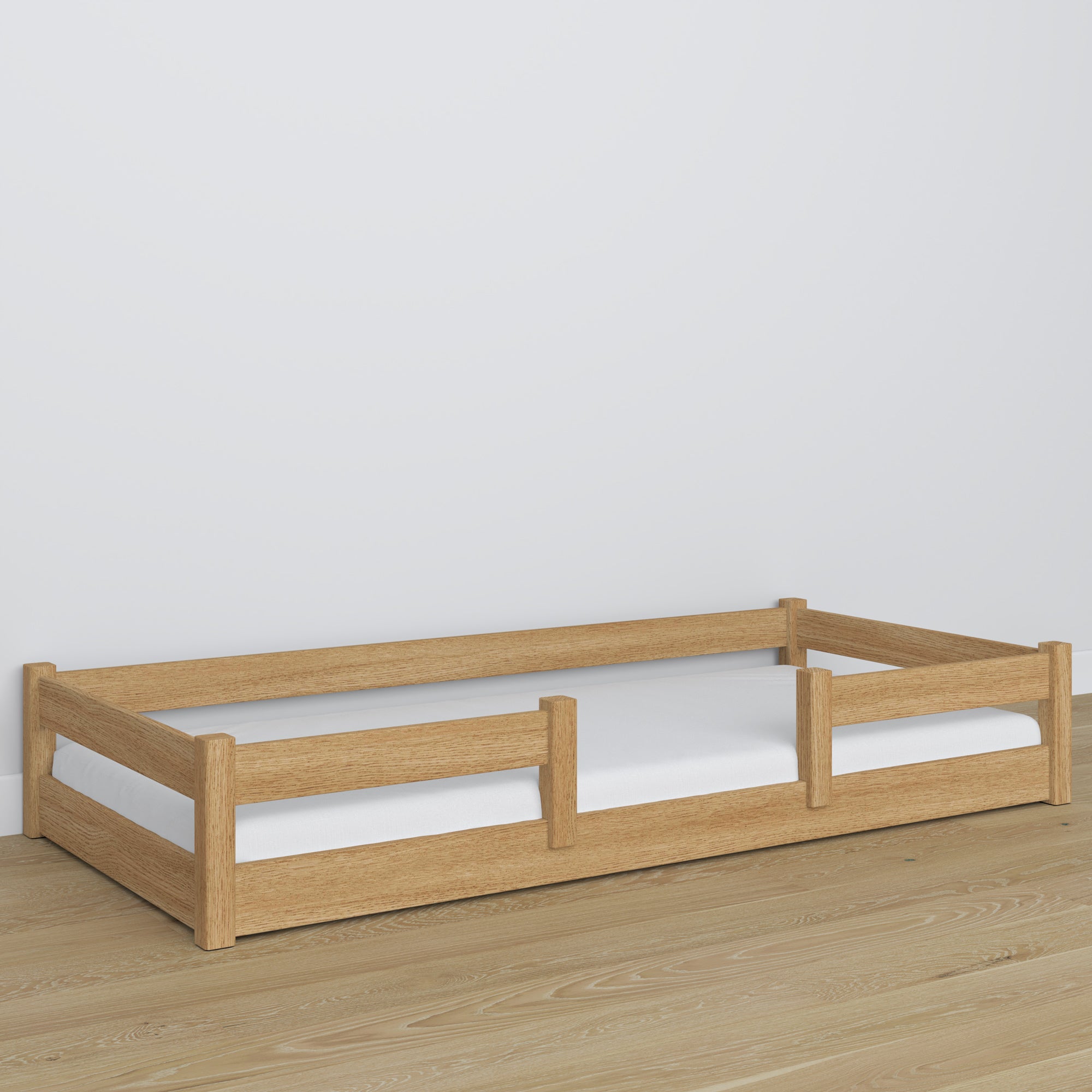 Lit bas en chêne chêne naturel – détails des assemblages, Nizio Home