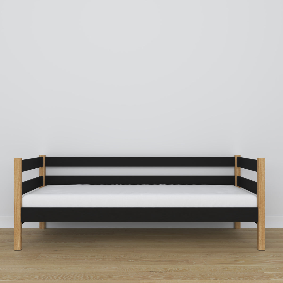 Sofa bed wooden black-oak – wood and joint details, Nizio Home