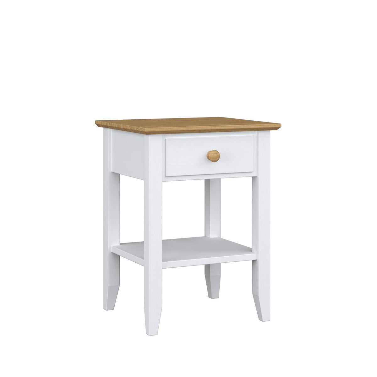 Wooden bedside table 1S N01 Scandi white / natural oak