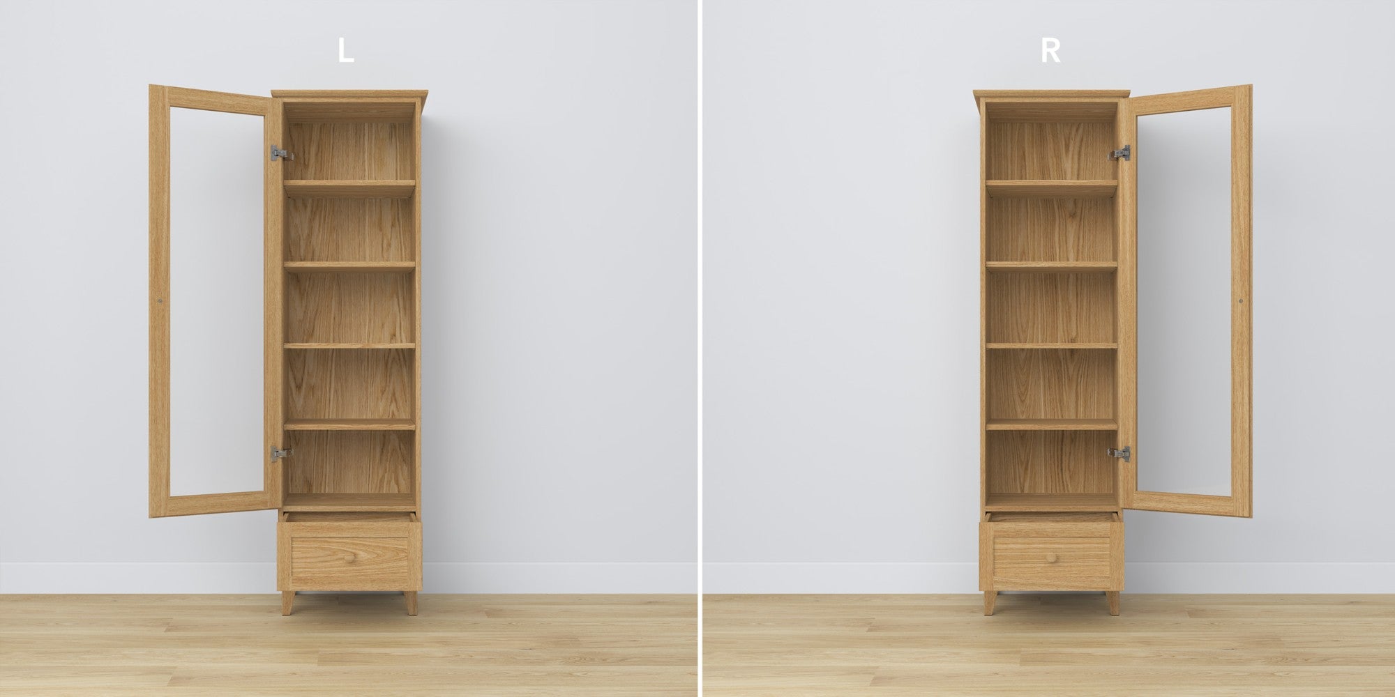 Oak display cabinet 1S 57 Scandi oak natural