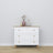 Cassettiera 3S bianco con quercia in legno – vista laterale, volume del mobile del mobile compatto