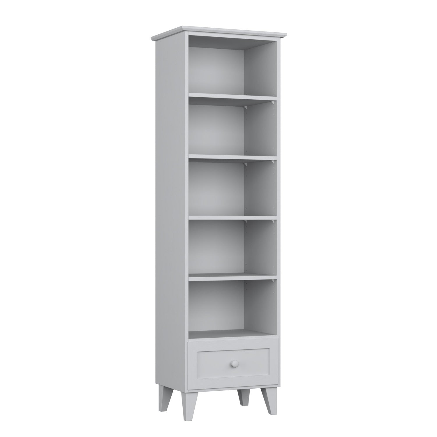 Regal 1S 57 Aschgrau aus Holz – Seitenansicht, Tiefe und Profil