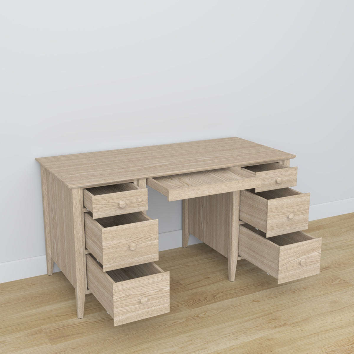 Oak desk 6S Scandi oak bleached