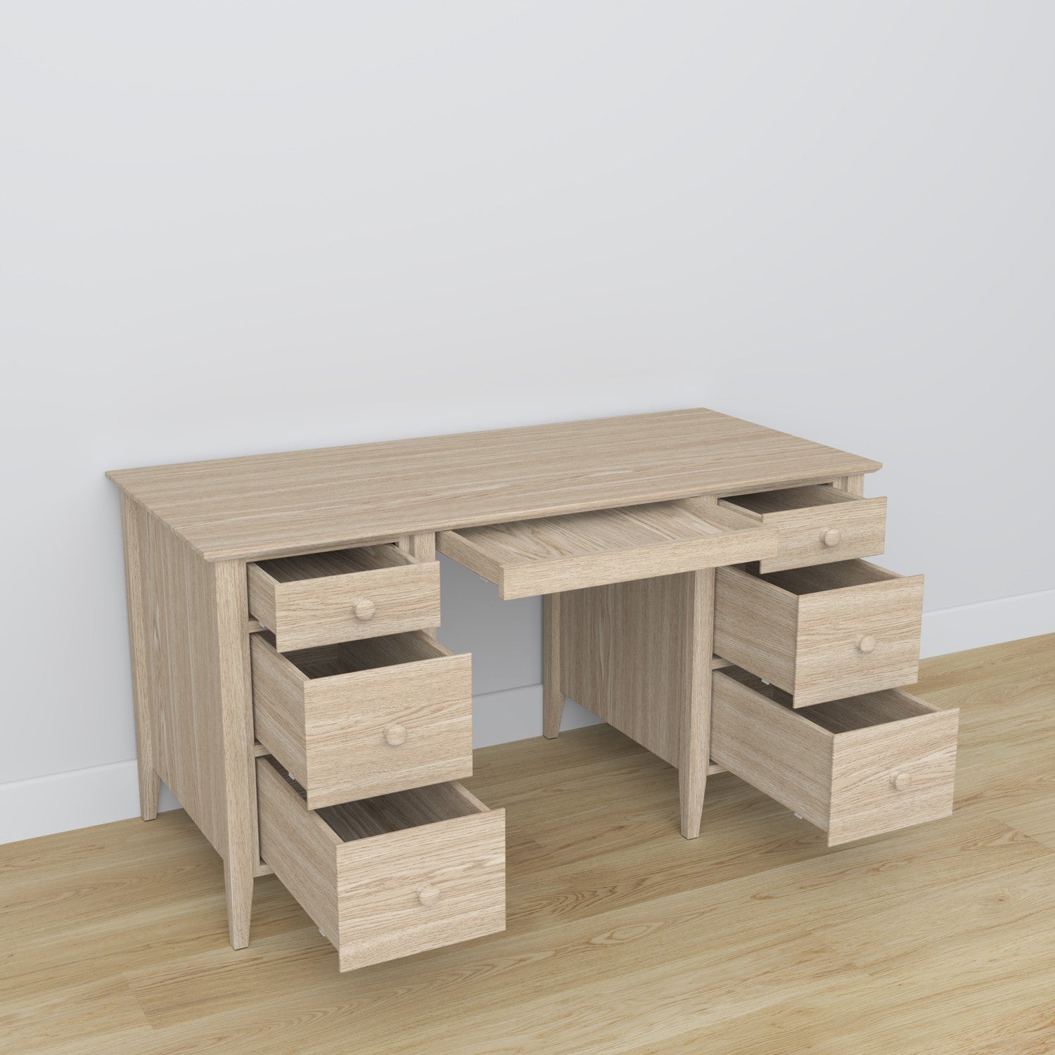 Oak desk 6S Scandi oak bleached