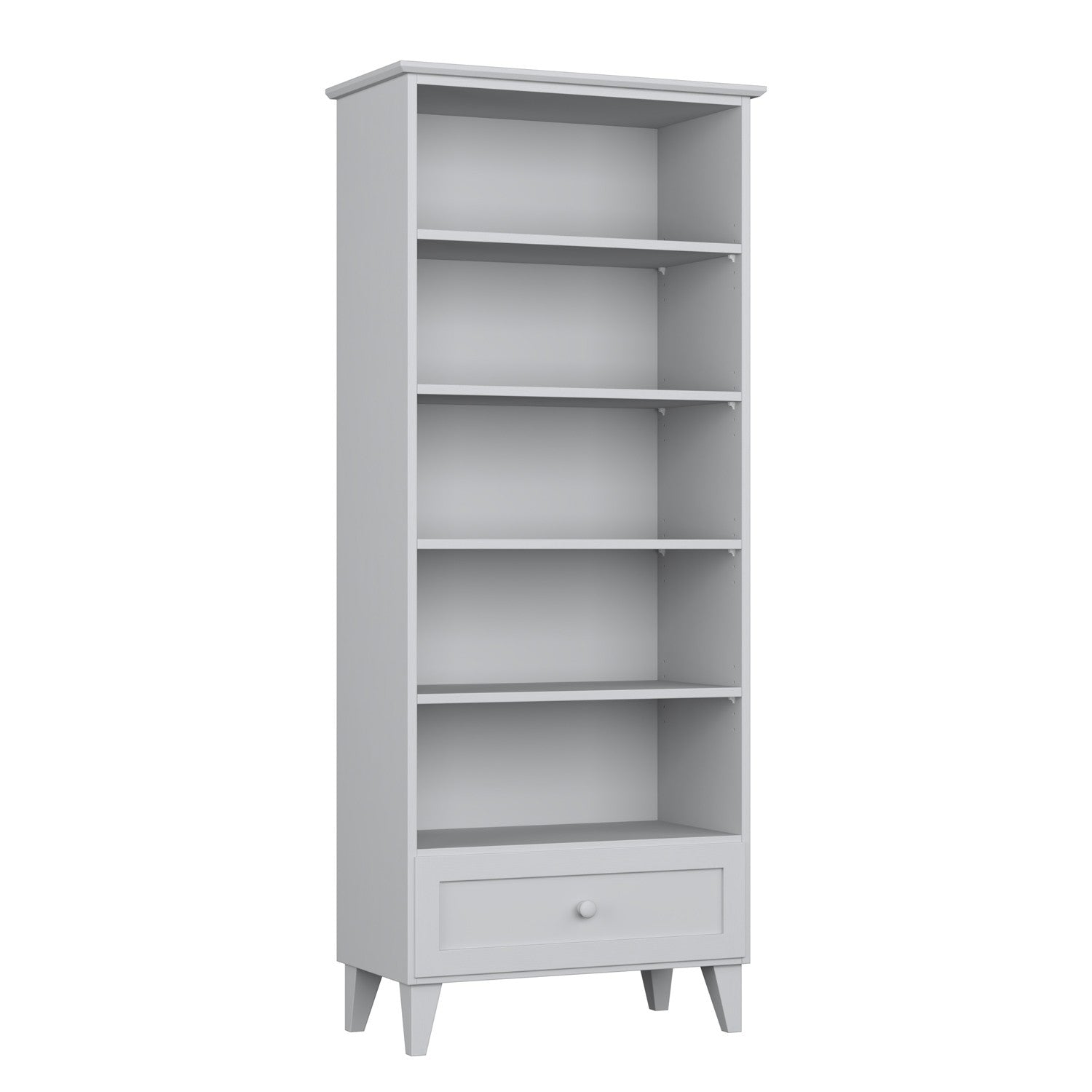 Regal 1S 80 Aschgrau aus Holz – Seitenansicht, Tiefe und Profil