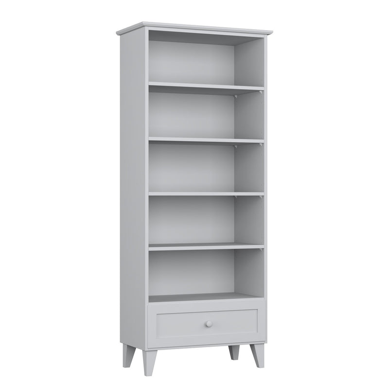 Regal 1S 80 Aschgrau aus Holz – Seitenansicht, Tiefe und Profil