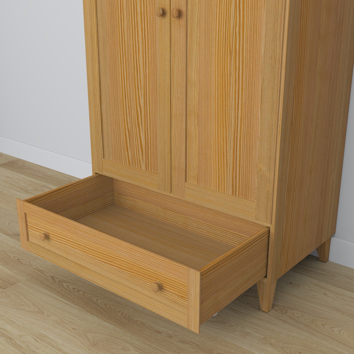 Pine wardrobe 2D1S Scandi natural pine