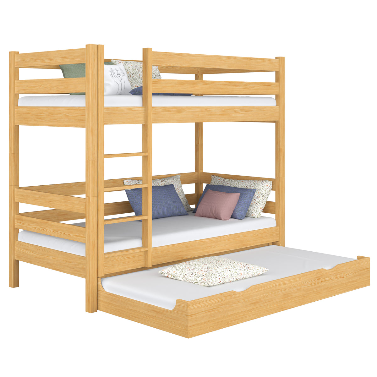 Lit superposé pin naturel z tiroir na matelas – barrière, en bois, Nizio Home