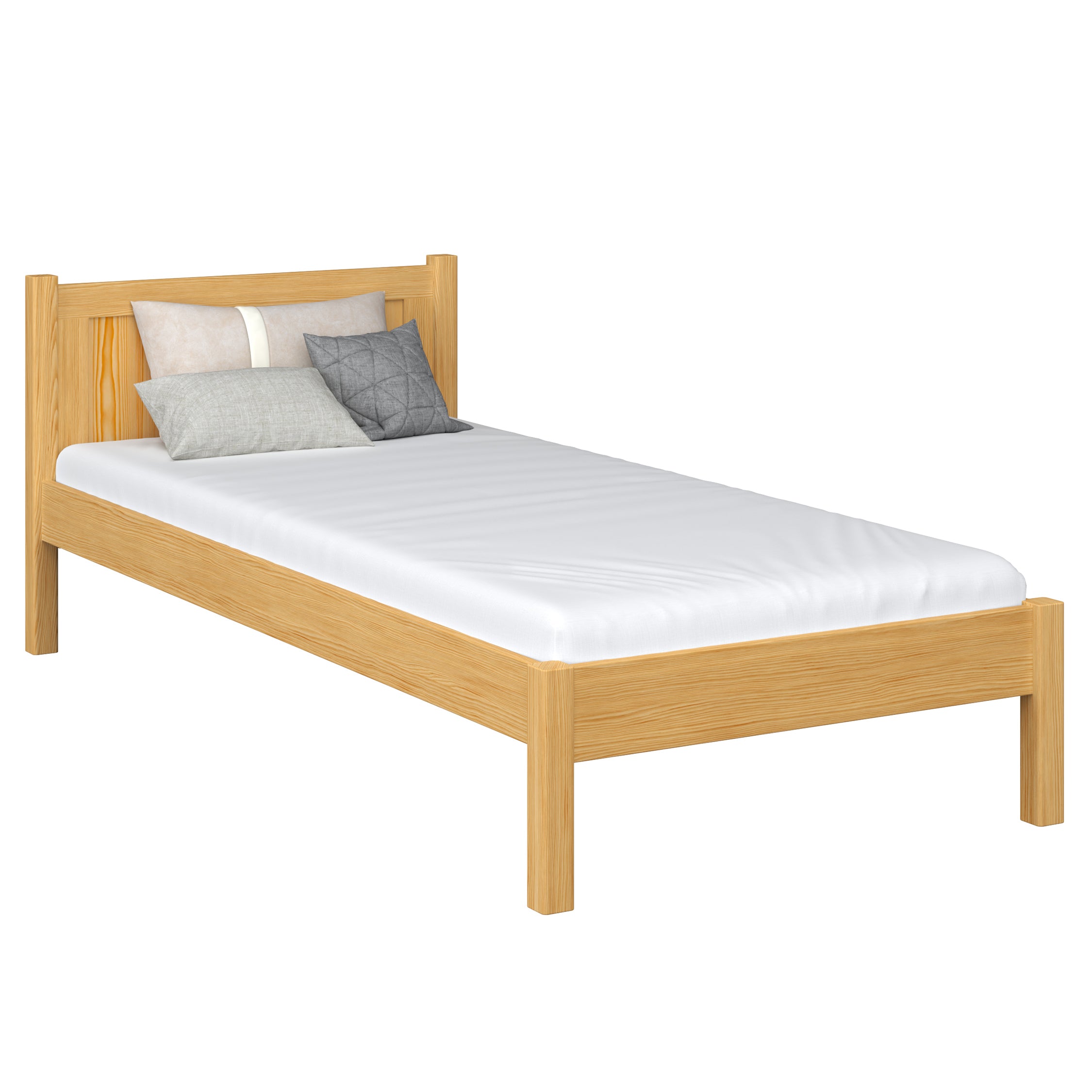 Letto pino naturale – testiera in legno, dettaglio su qualità legno, Nizio